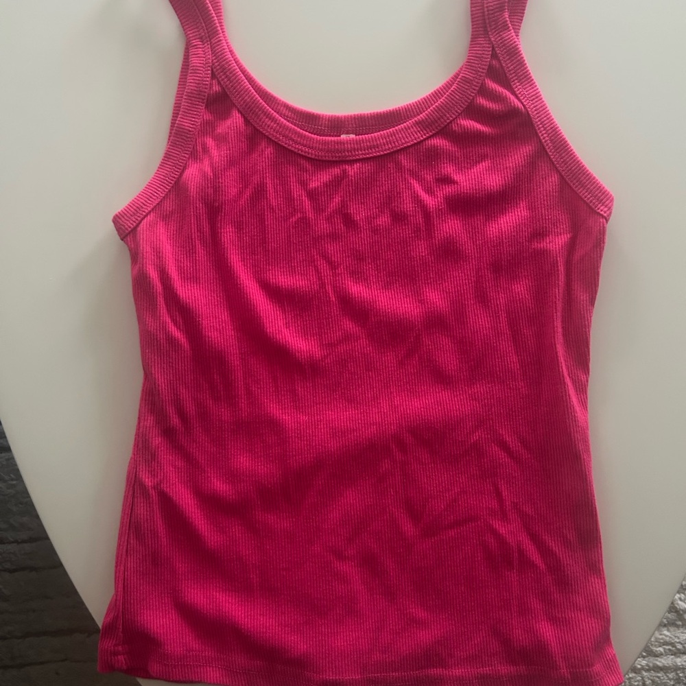 Pink Ribbed Women's Tank Top